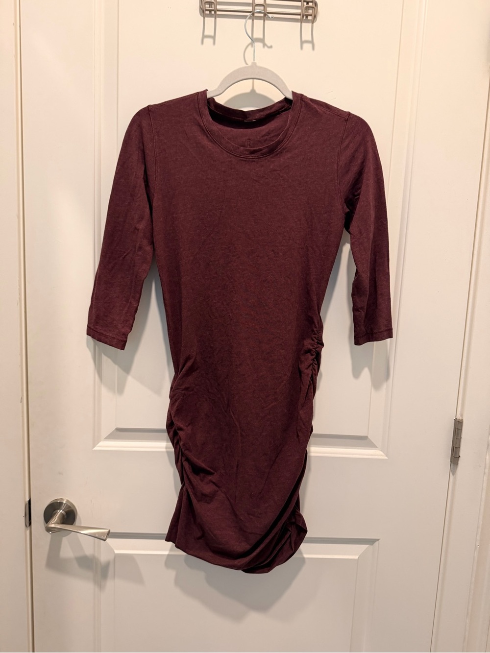 Lululemon Athletica Maroon
Red 3/4 Sleeve Ruched
Bodycon Mini Dress